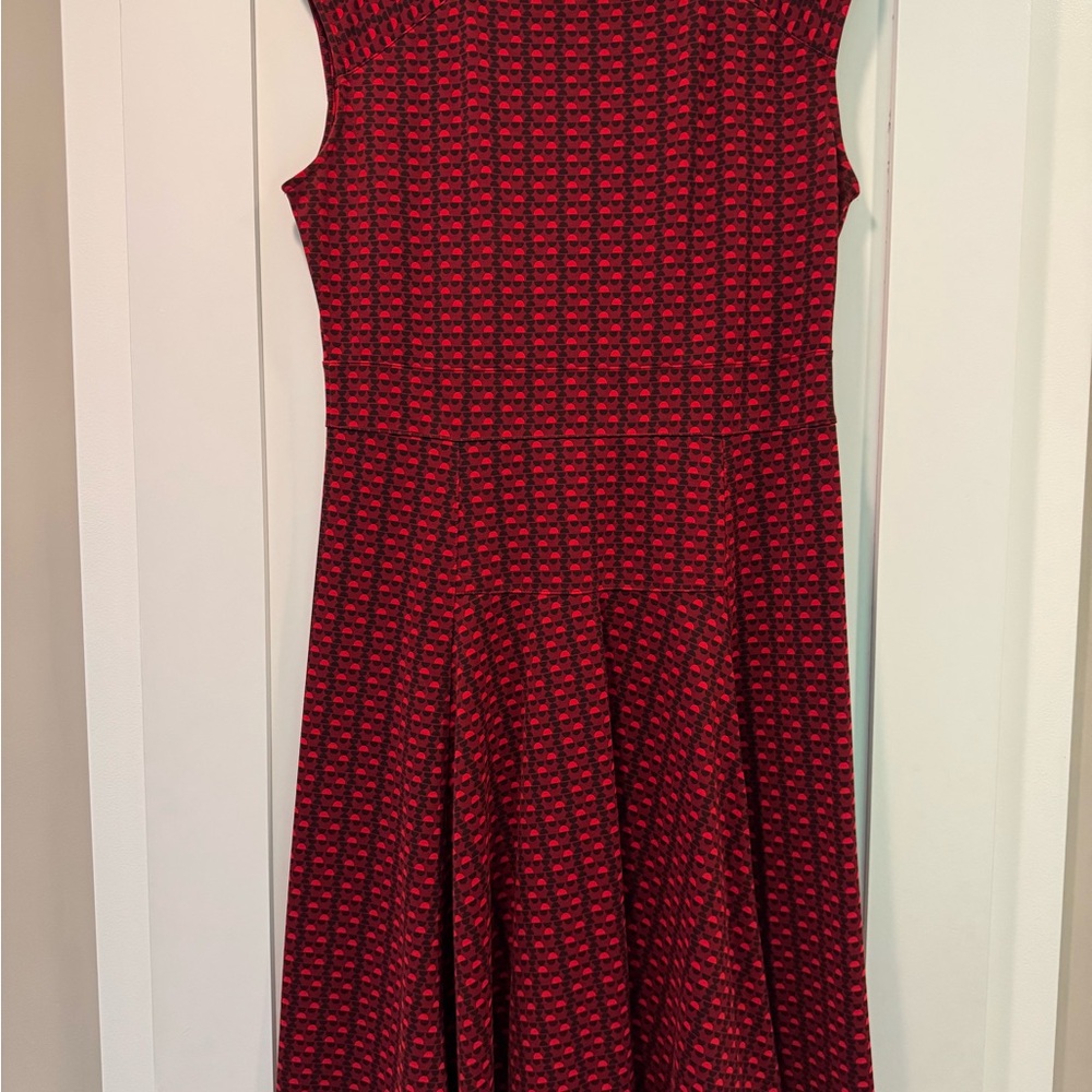 Lands' End Red Sleeveless Flare Midi Dress